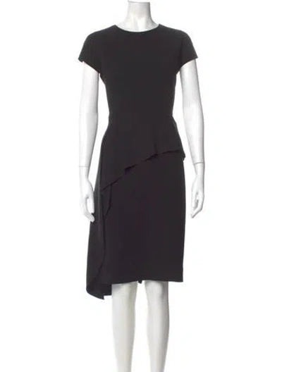 Pre-owned Teri Jon Crew Neck Knee-length Dress In Gray