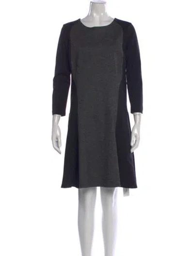 Pre-owned Teri Jon Crew Neck Knee-length Dress In Gray