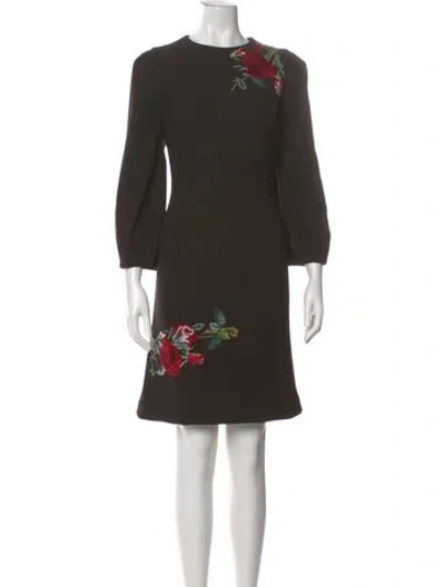 Pre-owned Teri Jon Crew Neck Knee-length Dress In Green