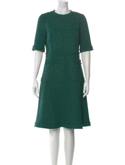 Pre-owned Teri Jon Crew Neck Knee-length Dress In Green