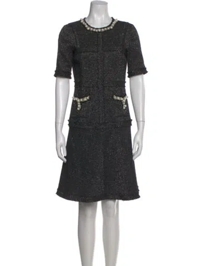 Pre-owned Teri Jon Crew Neck Knee-length Dress In Multi