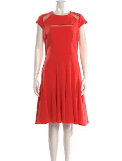 Pre-owned Teri Jon Crew Neck Knee-length Dress In Orange