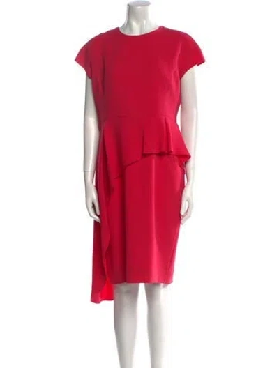 Pre-owned Teri Jon Crew Neck Knee-length Dress In Pink