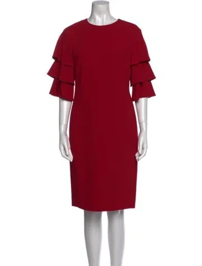 Pre-owned Teri Jon Crew Neck Knee-length Dress In Red