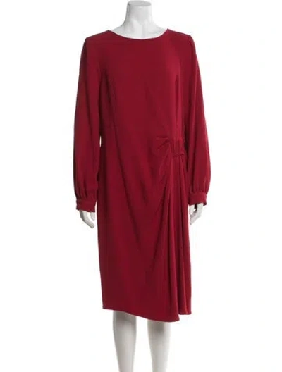 Pre-owned Teri Jon Crew Neck Knee-length Dress In Red
