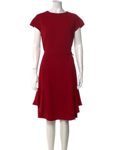 Pre-owned Teri Jon Crew Neck Knee-length Dress In Red