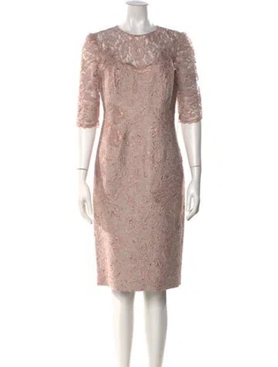 Pre-owned Teri Jon Crew Neck Knee-length Dress W/ Tags In Pink