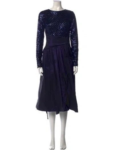 Pre-owned Teri Jon Crew Neck Long Dress W/ Tags In Black