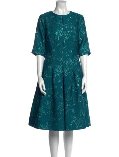 Pre-owned Teri Jon Crew Neck Midi Length Dress