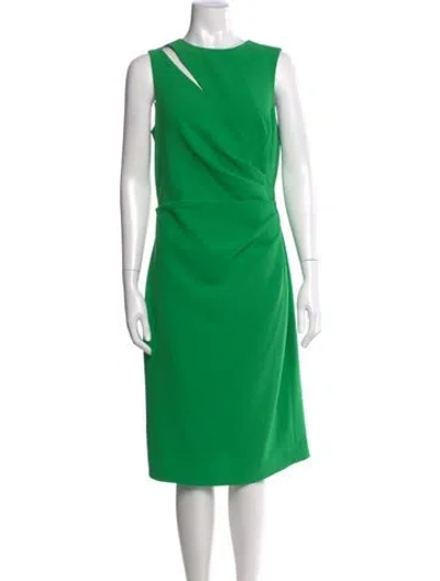 Pre-owned Teri Jon Crew Neck Midi Length Dress In Green