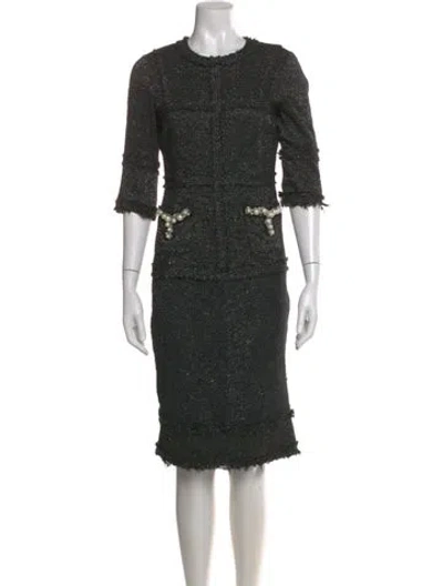 Pre-owned Teri Jon Crew Neck Midi Length Dress In Multi