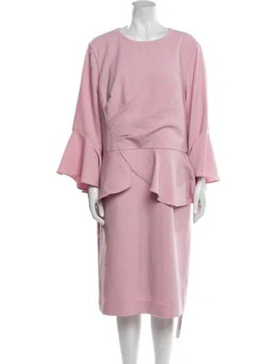 Pre-owned Teri Jon Crew Neck Midi Length Dress In Pink