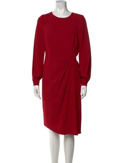 Pre-owned Teri Jon Crew Neck Midi Length Dress In Red