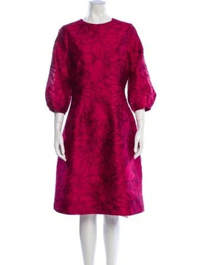 Pre-owned Teri Jon Crew Neck Midi Length Dress In Red