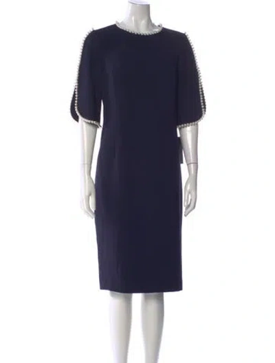 Pre-owned Teri Jon Crew Neck Midi Length Dress W/ Tags In Blue