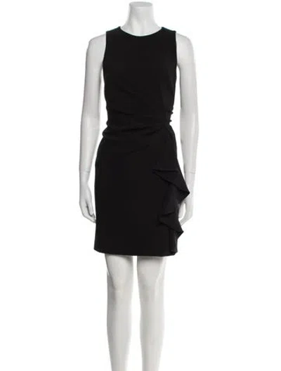 Pre-owned Teri Jon Crew Neck Mini Dress In Black