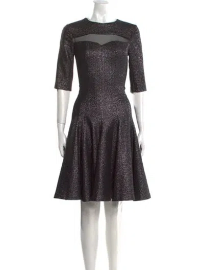 Pre-owned Teri Jon Crew Neck Mini Dress In Black
