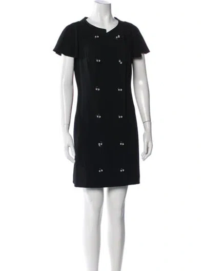 Pre-owned Teri Jon Crew Neck Mini Dress In Black