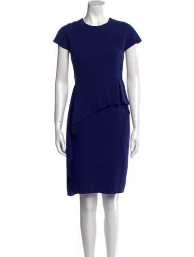 Pre-owned Teri Jon Crew Neck Mini Dress In Blue