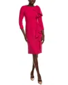 Teri Jon By Rickie Freeman Draped Bow & Ruffle Sheath Dress In Pink
