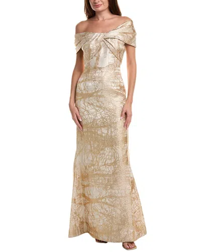 Teri Jon By Rickie Freeman Embellished Maxi Dress In Neutral