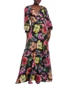 Teri Jon By Rickie Freeman Floral Chiffon Silk Gown In Multi