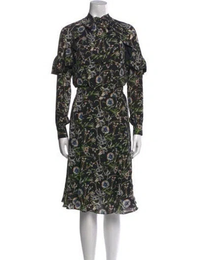 Pre-owned Teri Jon Floral Print Knee-length Dress In Black