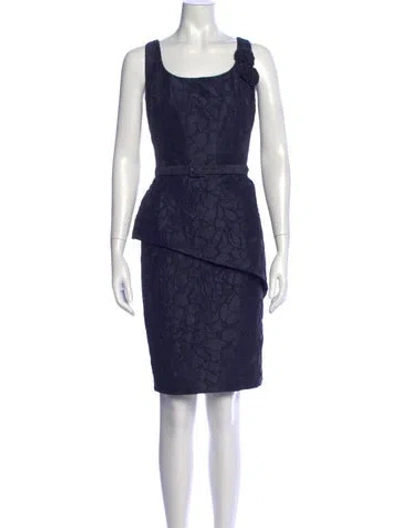 Pre-owned Teri Jon Floral Print Knee-length Dress In Blue