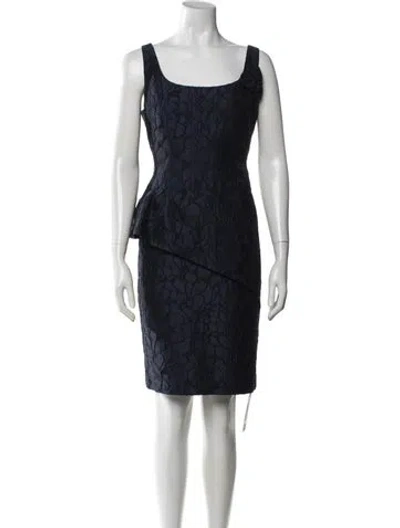 Pre-owned Teri Jon Floral Print Knee-length Dress In Blue/metallic