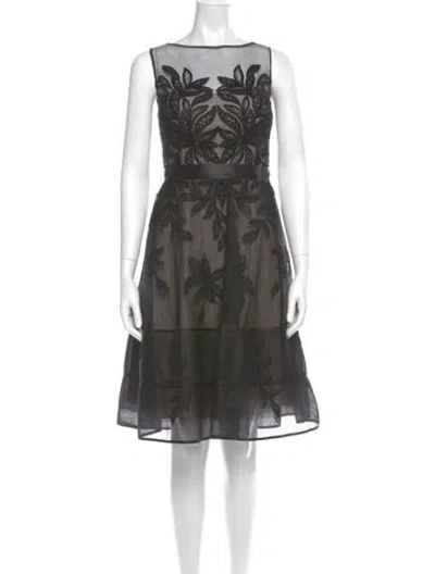 Pre-owned Teri Jon Floral Print Knee-length Dress In Gray