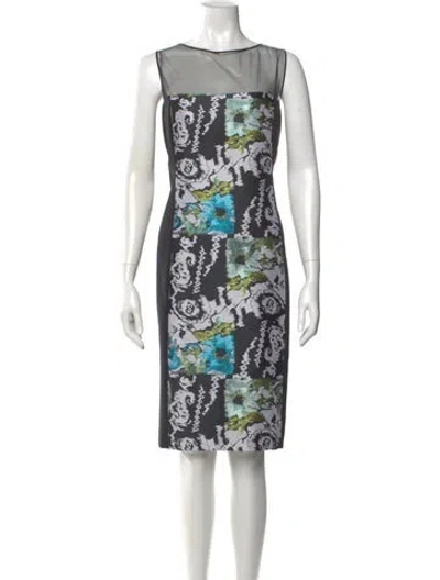 Pre-owned Teri Jon Floral Print Knee-length Dress In Multi