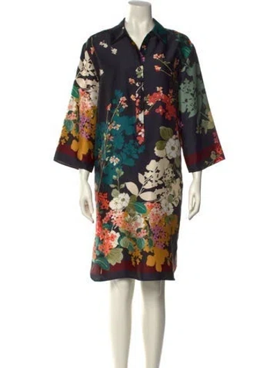 Pre-owned Teri Jon Floral Print Knee-length Dress In Multi