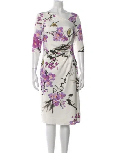 Pre-owned Teri Jon Floral Print Knee-length Dress In Multi