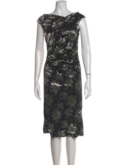 Pre-owned Teri Jon Floral Print Knee-length Dress In Multi