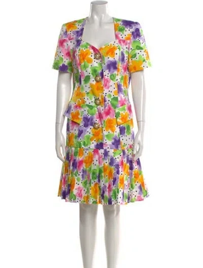Pre-owned Teri Jon Floral Print Knee-length Dress In Multi