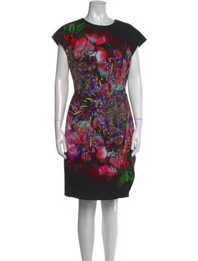 Pre-owned Teri Jon Floral Print Knee-length Dress In Multi