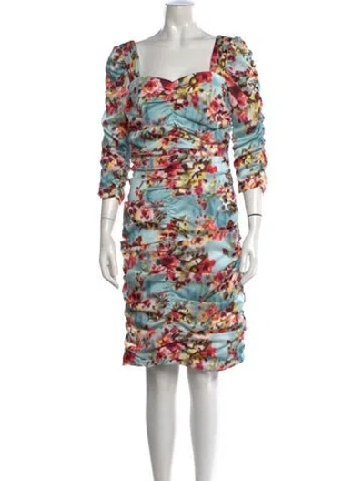 Pre-owned Teri Jon Floral Print Knee-length Dress In Multi