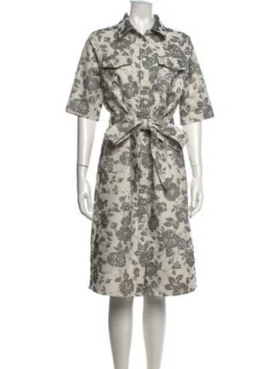 Pre-owned Teri Jon Floral Print Knee-length Dress In Neutral