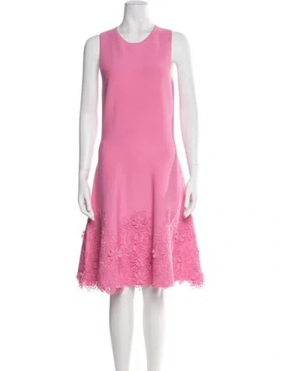 Pre-owned Teri Jon Floral Print Knee-length Dress In Pink