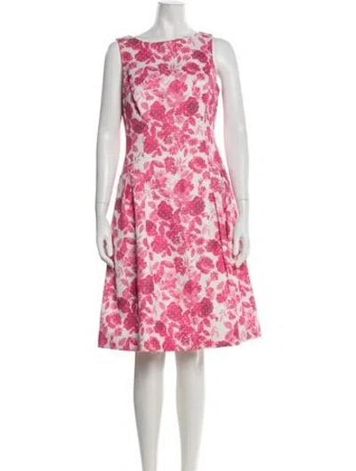 Pre-owned Teri Jon Floral Print Knee-length Dress In Pink