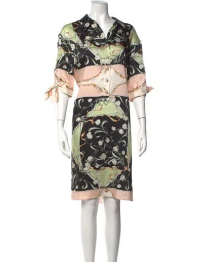 Pre-owned Teri Jon Floral Print Knee-length Dress In Pink