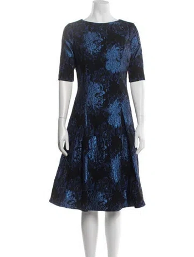 Pre-owned Teri Jon Floral Print Knee-length Dress W/ Tags In Blue