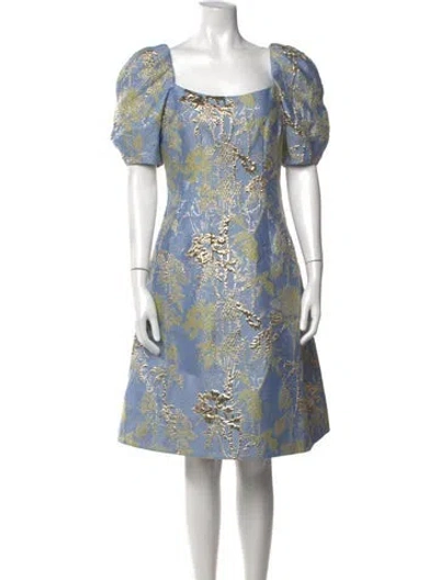Pre-owned Teri Jon Floral Print Knee-length Dress W/ Tags In Blue
