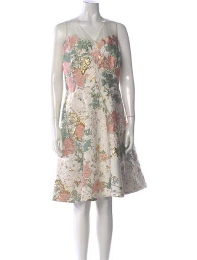 Pre-owned Teri Jon Floral Print Knee-length Dress W/ Tags In Multi