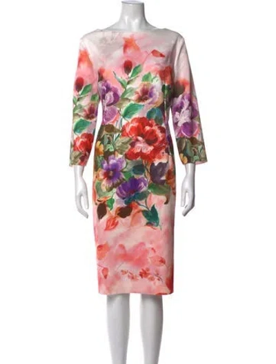 Pre-owned Teri Jon Floral Print Knee-length Dress W/ Tags In Multi
