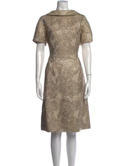 Pre-owned Teri Jon Floral Print Knee-length Dress W/ Tags In Neutrals