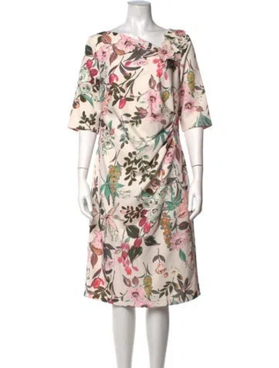 Pre-owned Teri Jon Floral Print Knee-length Dress W/ Tags In Pink