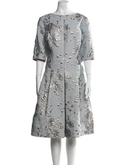 Pre-owned Teri Jon Floral Print Knee-length Dress W/ Tags In Silver