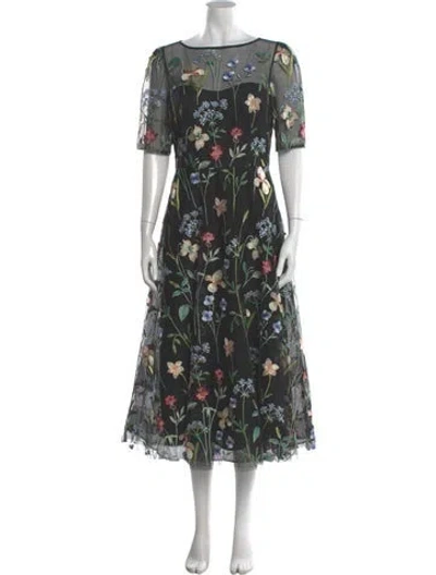 Pre-owned Teri Jon Floral Print Long Dress In Multi