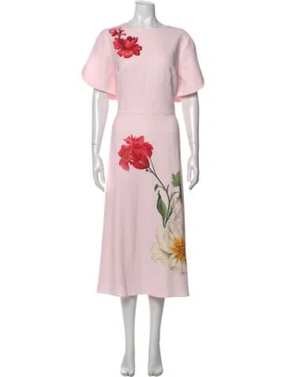 Pre-owned Teri Jon Floral Print Long Dress In Pink